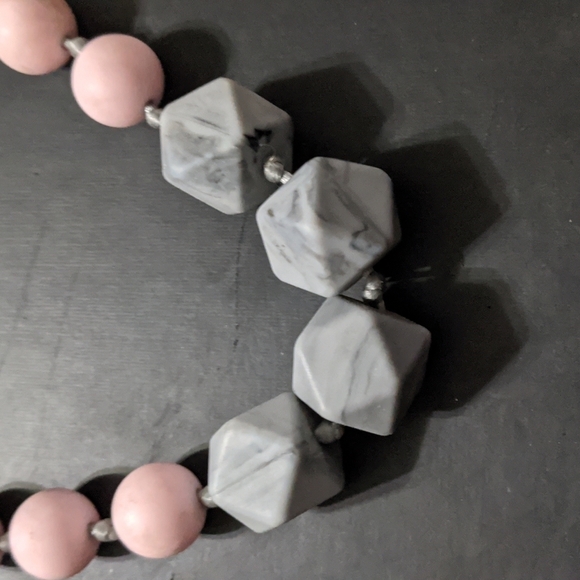 Itzy Ritzy Grey White Pink Silicone Teething Necklace - Grey White Pink - Picture 3 of 4